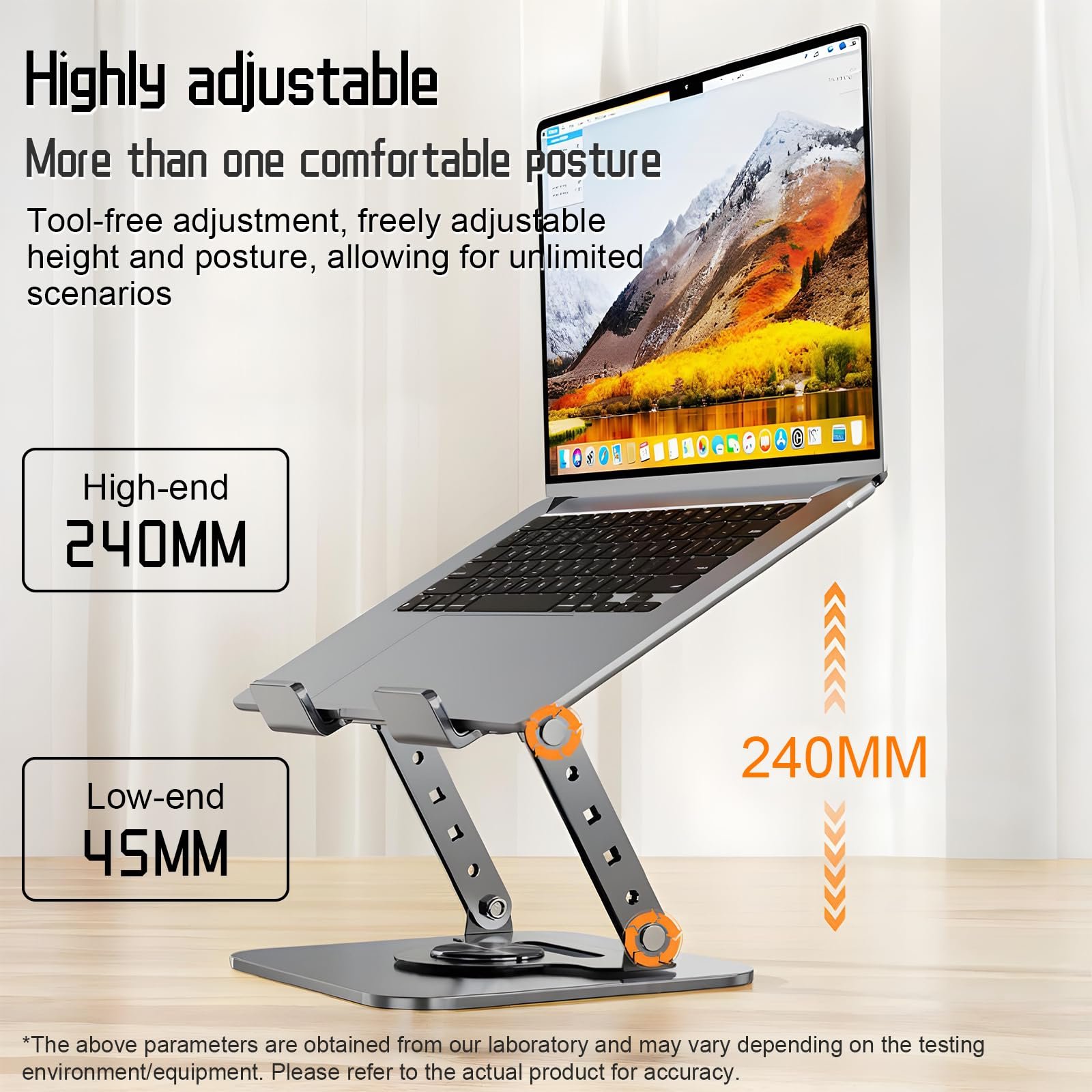 Підставка для ноутбука TAIZER з обертанням на 360
градусів, регульована по висоті, з порожнистою конструкцією охолодження, фото №5