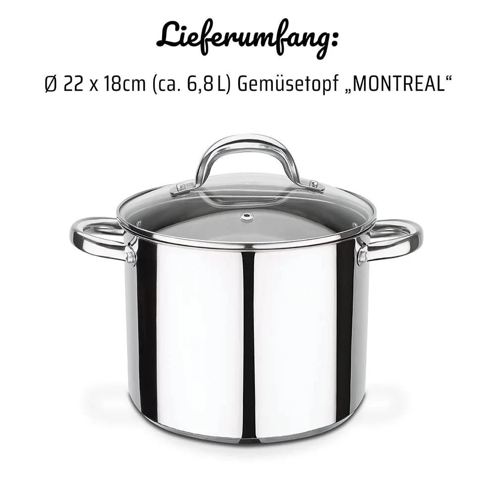Кастрюля GSW Montreal для овощей с крышкой, 22 см/около 6.8 литров, нержавеющая сталь, серебристый, 22 см, 2, фото №7 Кастрюля GSW Montreal для овощей с крышкой, 22 см/около 6.8 литров, нержавеющая сталь, серебристый, 22 см, 2, фото №7