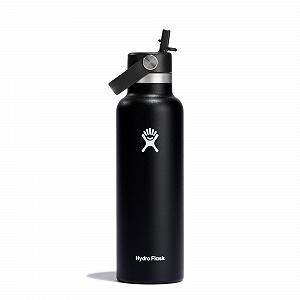 ТермопляшкаHydro Flask Standard Mouth Vacuum Insulated Stainless Steel Flex Straw Cap 621 мл (21 унція) Black - Фото 1