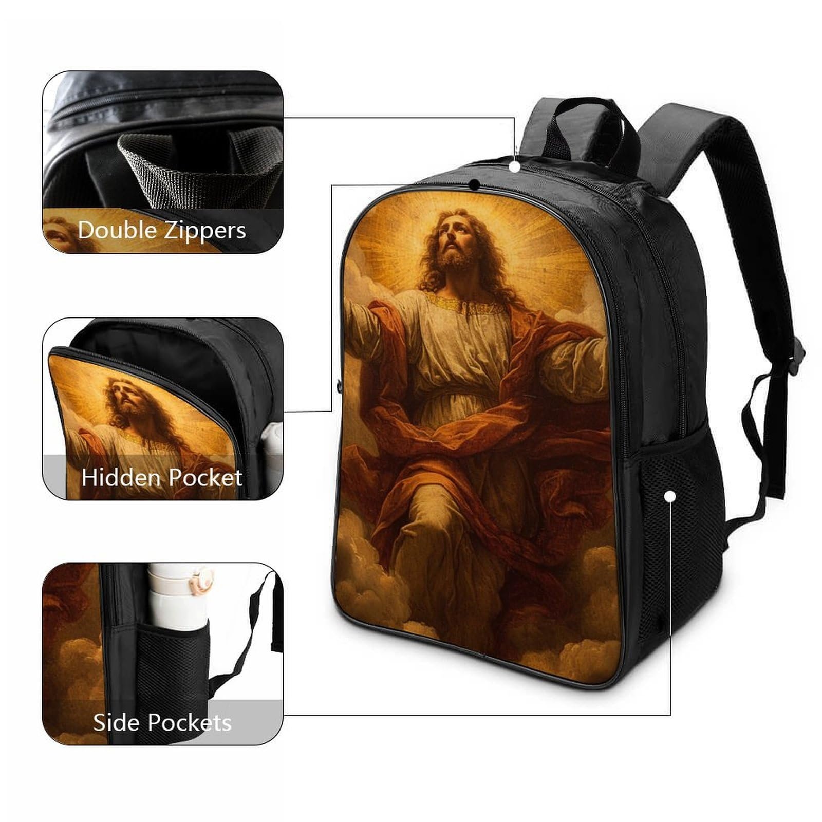 Шкільний рюкзак DPEOANEBN Jesus Для дівчаток, для хлопчиків, ергономічний дизайн, кампус, для підлітків, 40x28x16 см, фото №3