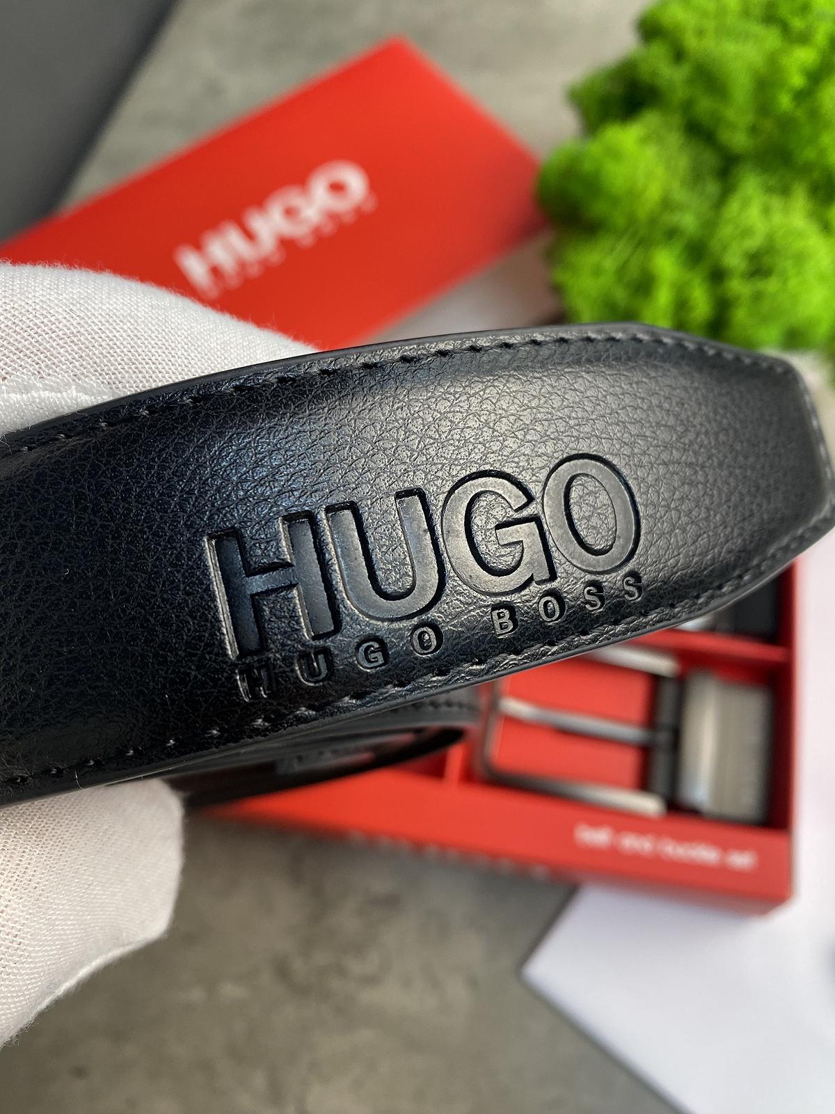 Ремень мужской кожаный брендовый с двумя пряжками в подарочной упаковке Hugo Boss, фото №3 Ремень мужской кожаный брендовый с двумя пряжками в подарочной упаковке Hugo Boss, фото №3