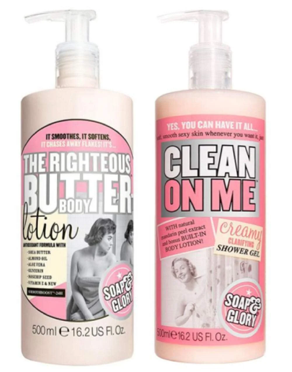 Набір Soap and Glory Die Righteous Body Butter Лосьйон для тіла та Clean on Me Гель для душу 500 мл, фото №1