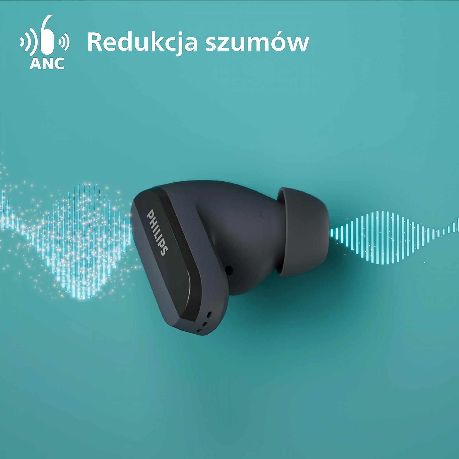 Навушники Philips TAT3508BK True Wireless Bluetooth Noise Cancelling In-Ear Силіконові вкладиші до 21 години роботи IPX4 Чорний, фото №3