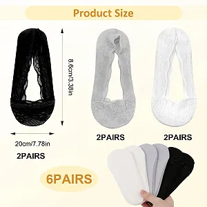 Носки-следки Кружевные Черный, Телесный, Серый, Светлый телесный, 6 пар synthetic.ua - Фото 1