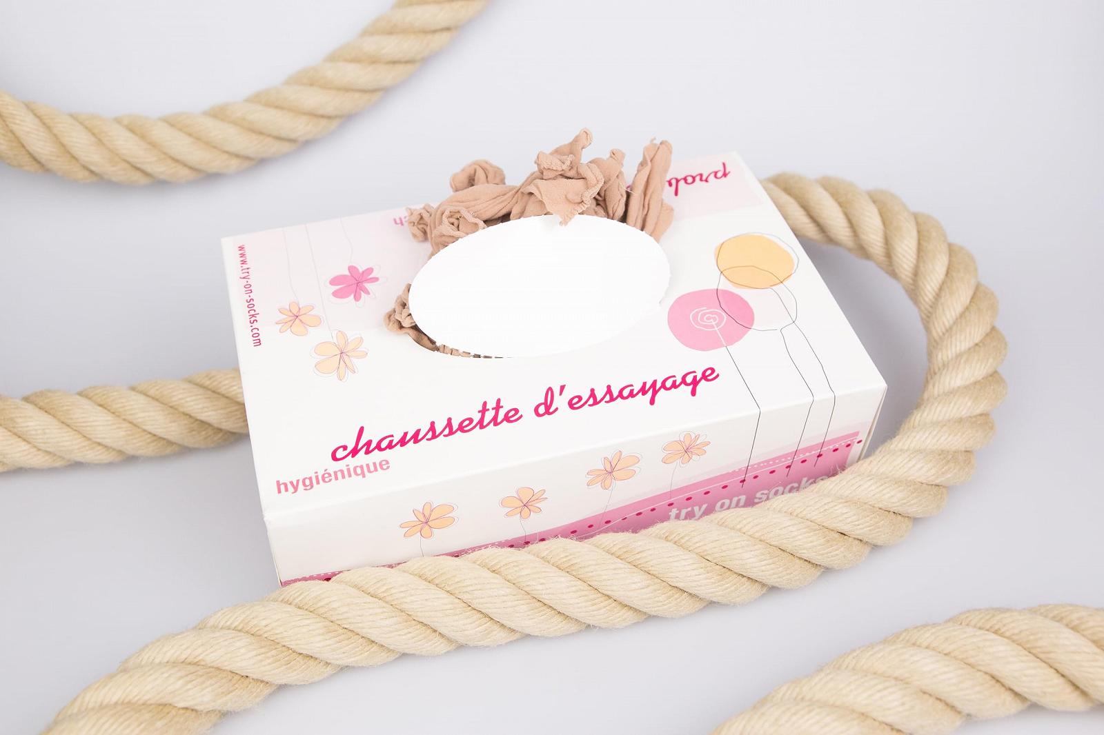 Чулки-носки Beachers Sample, телесного цвета - Одноразовые носки для примерки обуви, гигиенические носки, унисекс, один размер - упаковка 125 штук, фото №5