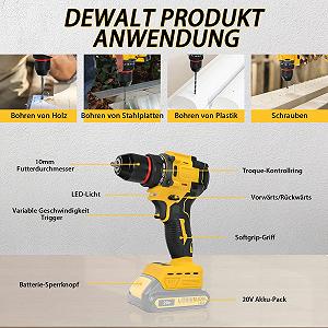 Безшнурова дриль Шурупокрут Dewalt 20V 25 + 1 Налаштування крутного моменту Макс. крутний момент 60N-м Світлодіодний робочий світильник synthetic.ua - Фото 1