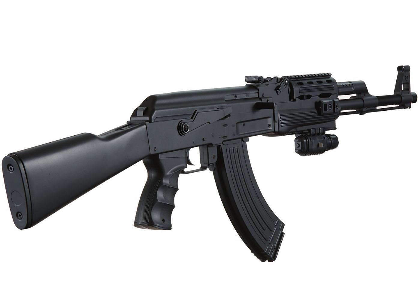 Игручешный Автомат Калашникова АК-47 Tactical Аккумуляторный Cyma Фонарик ЛЦУ + Пистолет кал. 6 мм Black, фото №2