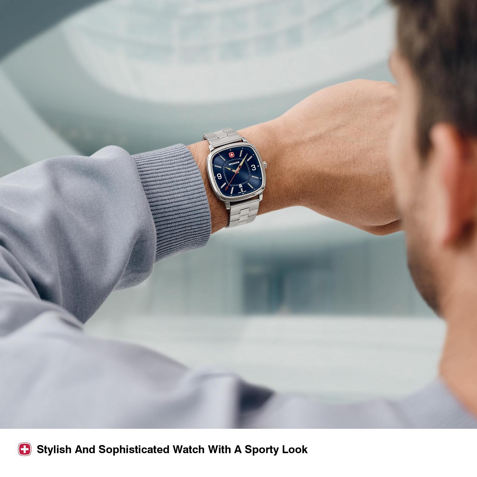 Мужские часы WENGER Диаметр 37 мм Швейцарский аналоговый кварцевый Водонепроницаемые до 50 м Браслет из нержавеющей стали, фото №4 Мужские часы WENGER Диаметр 37 мм Швейцарский аналоговый кварцевый Водонепроницаемые до 50 м Браслет из нержавеющей стали, фото №4