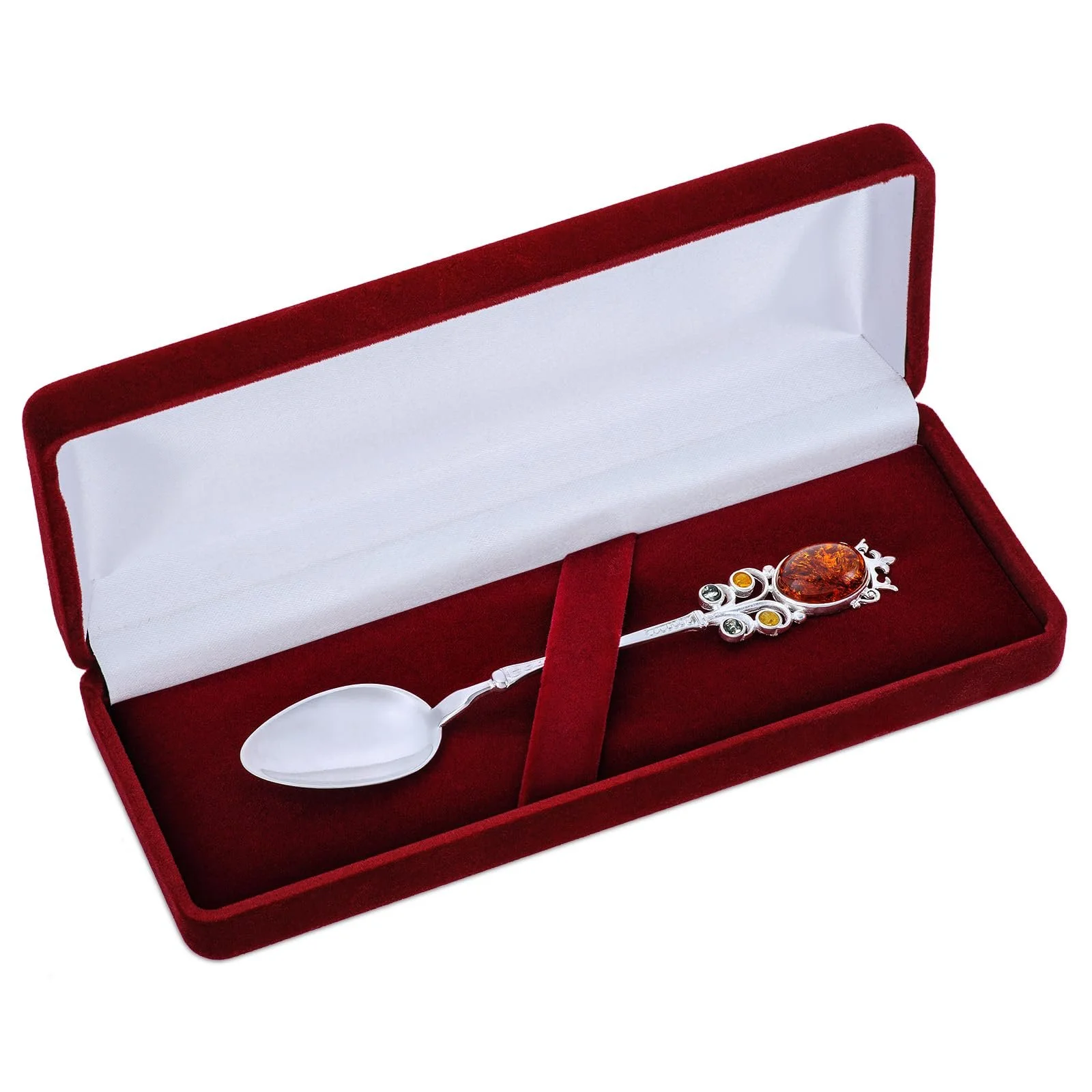 Срібна ложка Windsor з бурштином Стерлінгове срібло Блискучий, фото №4