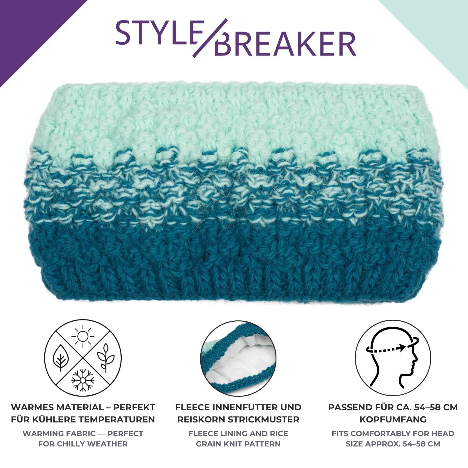 В'язана пов'язка на голову жіноча styleBREAKER, фото №3 В'язана пов'язка на голову жіноча styleBREAKER, фото №3