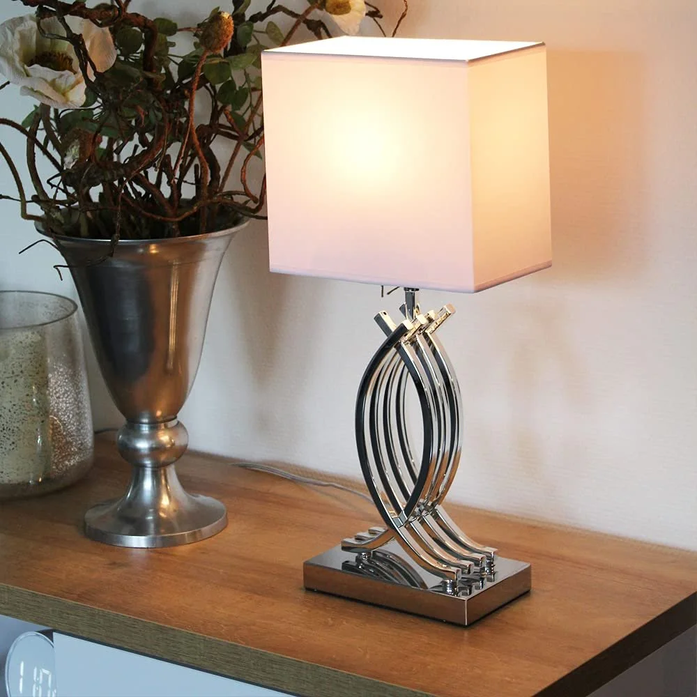 Настольная лампа Arnusa Designer 50 x 22 см E27 Серебристая с белым абажуром, фото №5