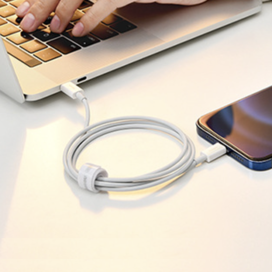 Кабель Baseus для быстрой зарядки Yowin Type-C на iP PD Lightning 20W USB 1м белый, фото №5