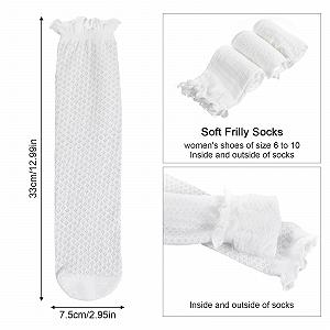 Носки Ouligay с рюшами женские, 3 пары, белые, 35-41 synthetic.ua - Фото 1