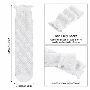 Шкарпетки Ouligay з рюшами жіночі, 3 пари, білі, 35-41 synthetic.ua - Фото 1
