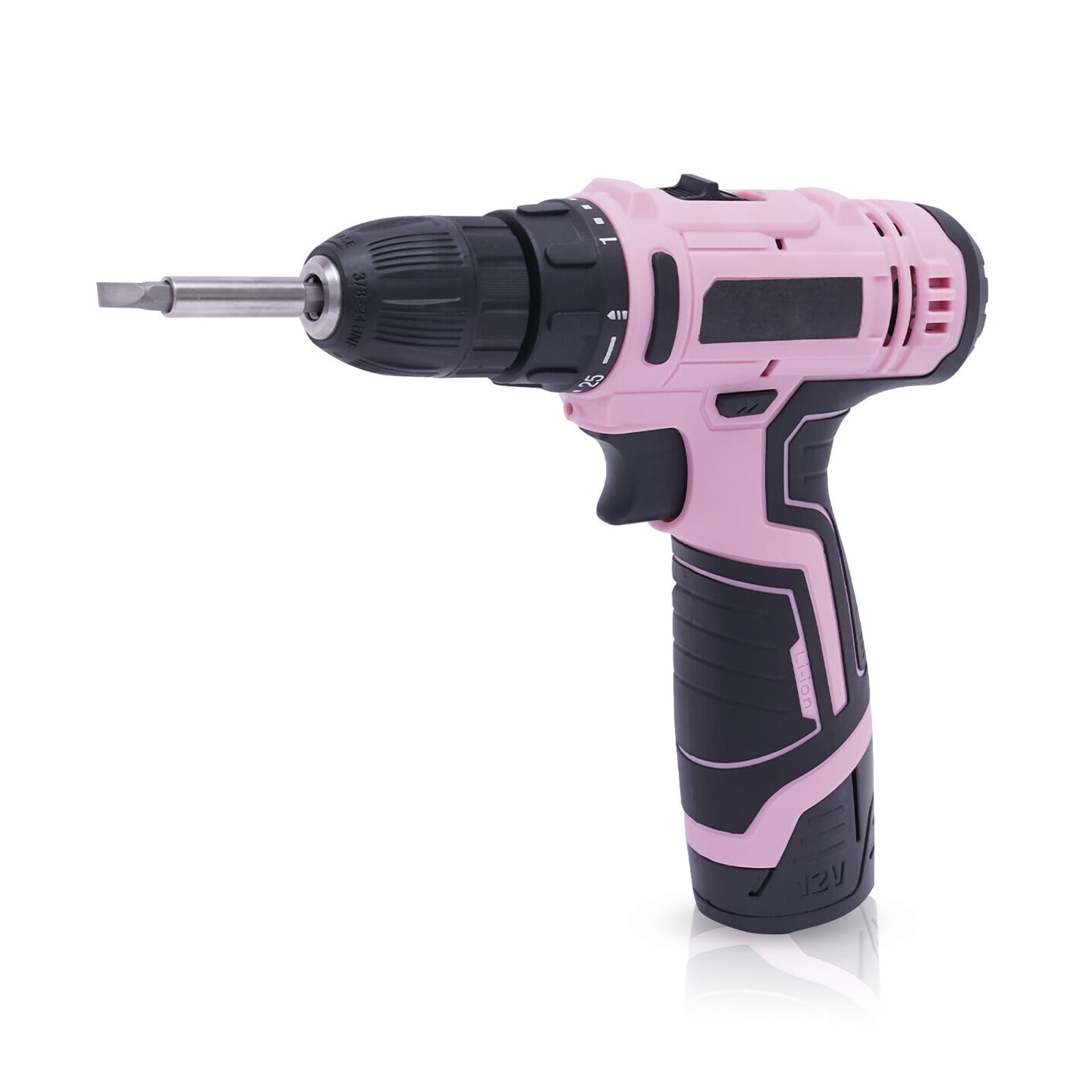 Акумуляторний дриль набір Electric Cordless Screwdriver Professional 26-Piece 12 В рожевий, фото №1