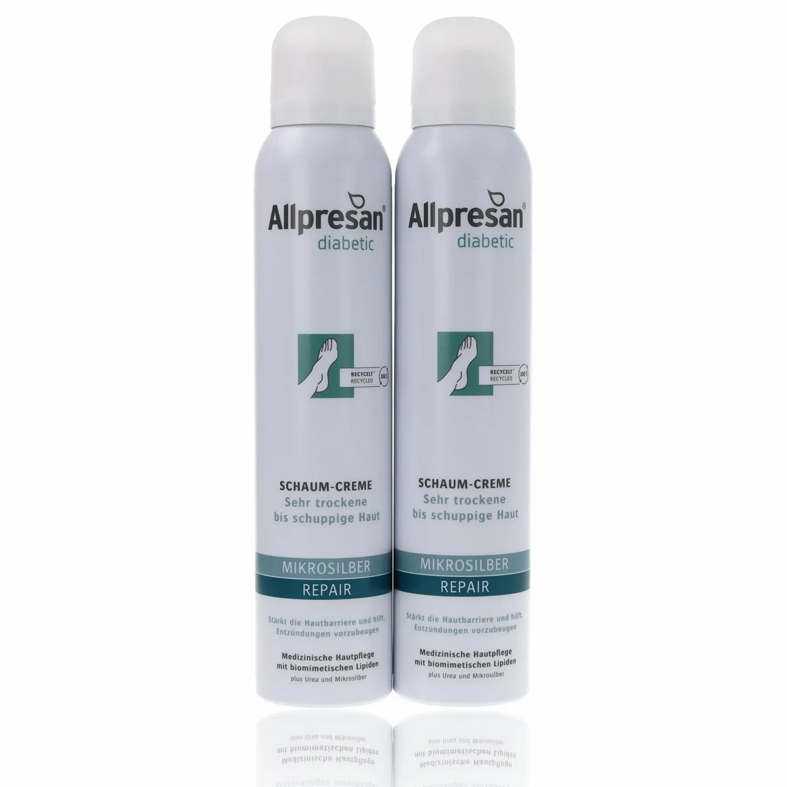 Крем-пена для ног Allpresan Diabetic Micro Silver + Repair с мочевиной и микросеребром 200 мл (2 упаковки), фото №1