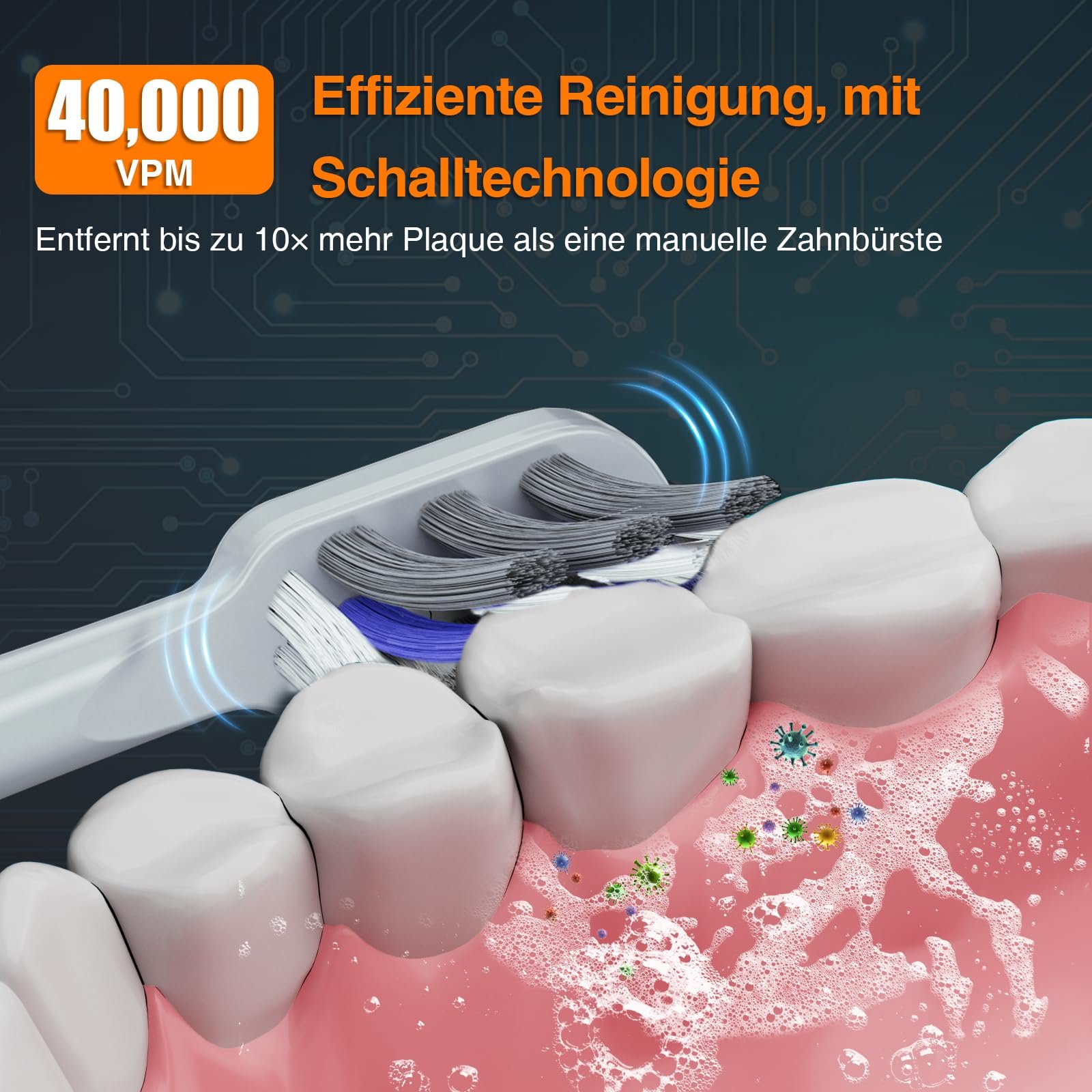 Електрична зубна щітка GearOra з UVC-стерилізацією антибактеріальна Срібляста, фото №6