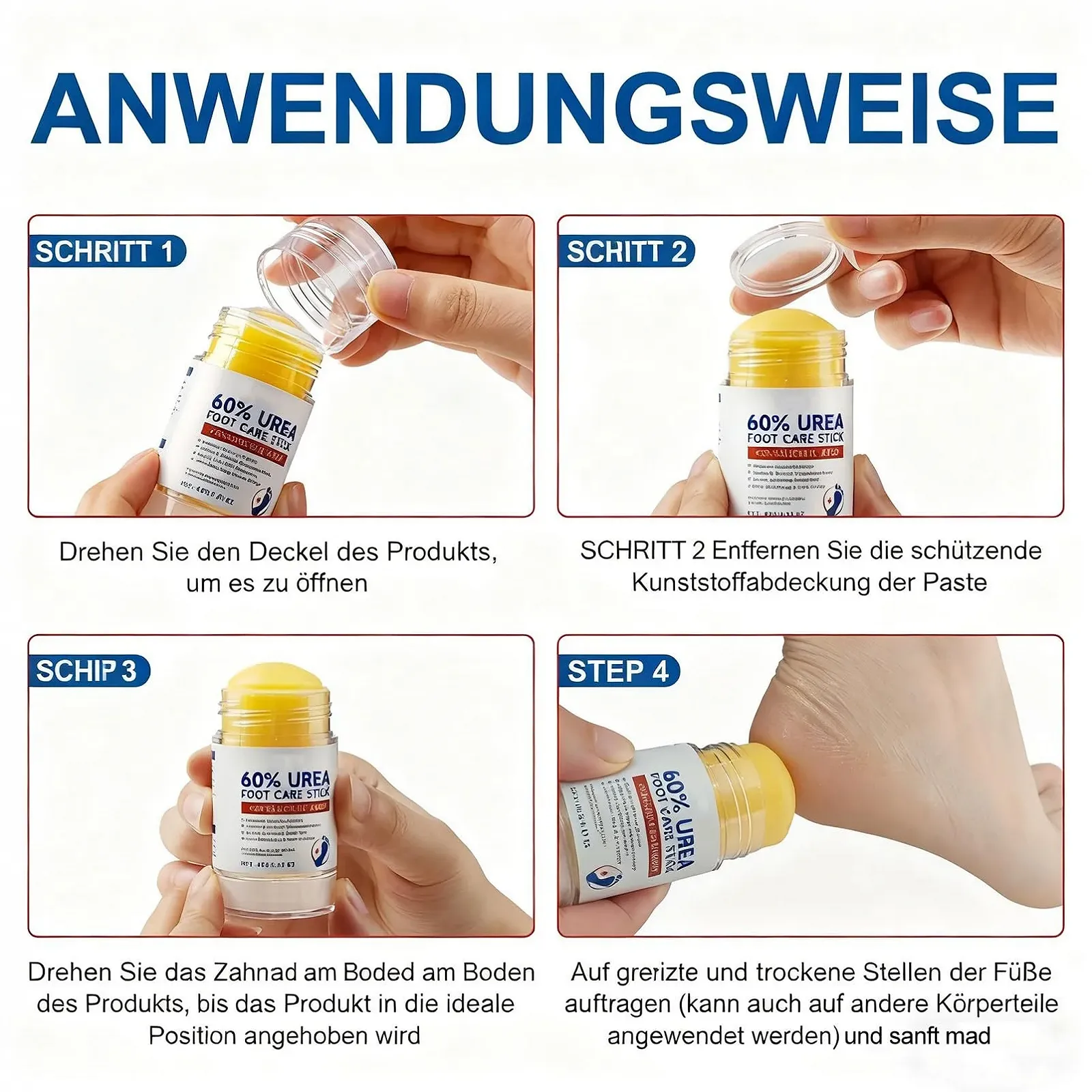 Крем-стик для ног Urea Cream 60% увлажняющий против трещин 2 шт., фото №6 Крем-стик для ног Urea Cream 60% увлажняющий против трещин 2 шт., фото №6