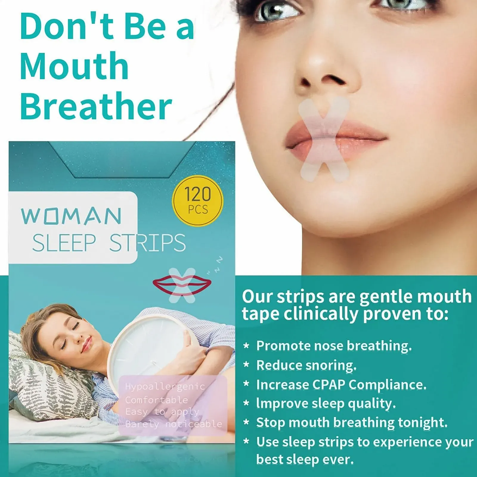 Пластирі від хропіння для зупинки хропіння 60 шт. Дихаючі флісові, фото №2