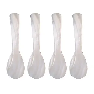 Ложки из ракушек 4 шт, ложка для икры, кофейная ложка, многоразовая ложка, креативная ложка из бисера ручной работы, набор для кухонного стола - Фото 1