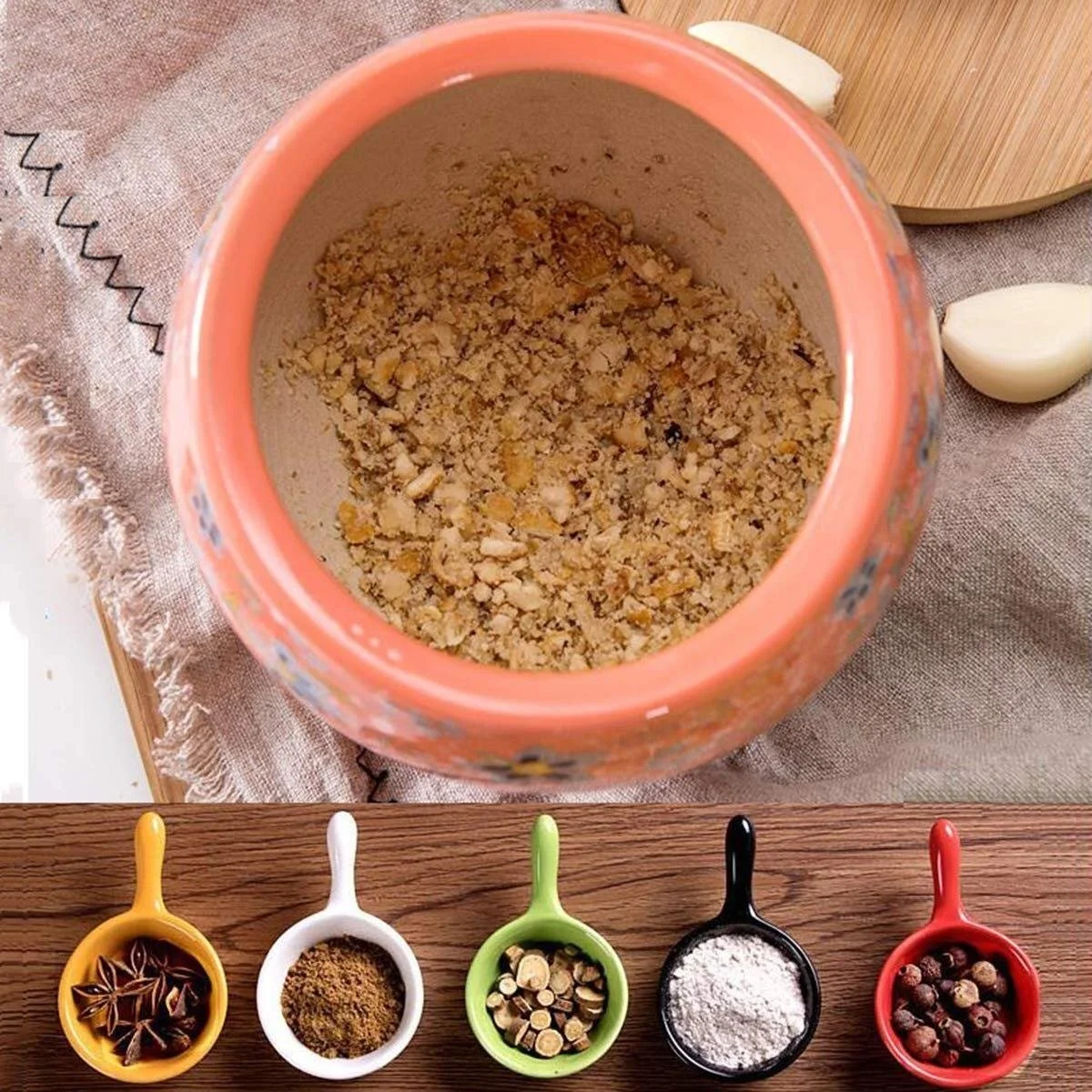 Набір ступки і товкачика, керамічний Міцна, довговічна, легко миється миска для змішування, фото №4