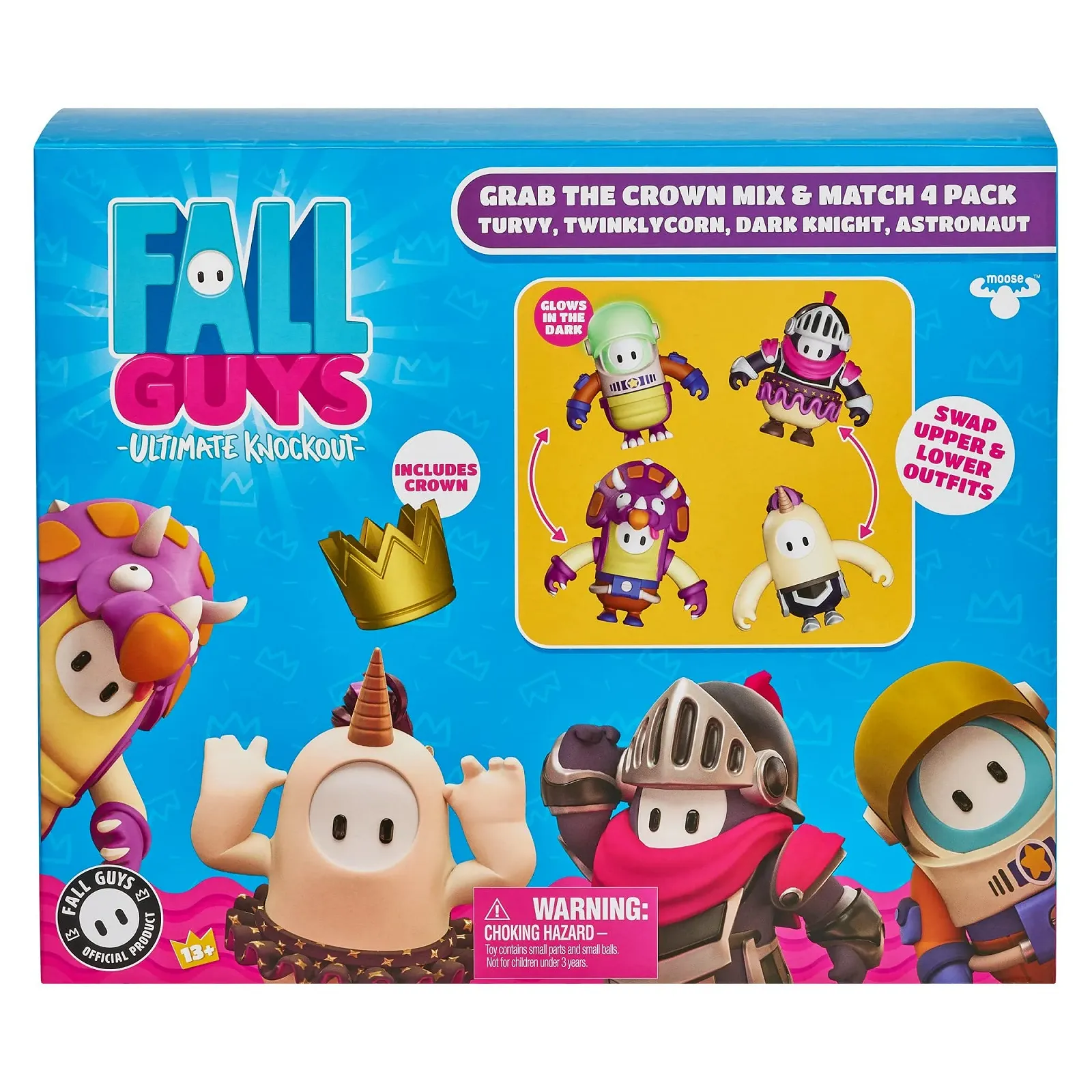 Набор фигурок Fall Guys 62585 Turvy, Twinklycorn, Dark Knight, Astronaut 10 см 4 шт. Разноцветный, фото №2