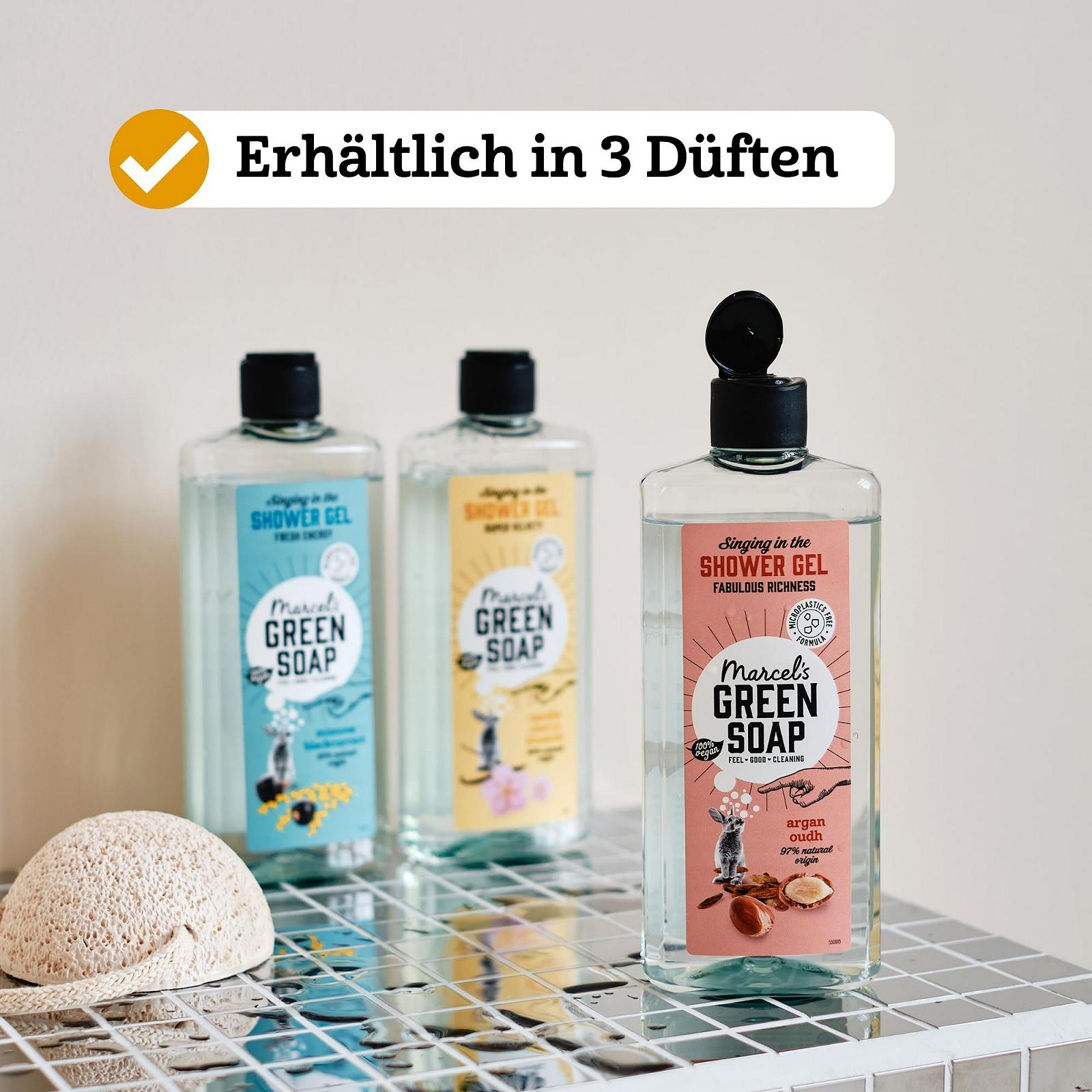 Гель для душа Marcel's Green Soap Vanilla & Cherry Blossom без микропластика в бутылке из переработанного пластика 98% биоразлагаемый веганский, фото №7