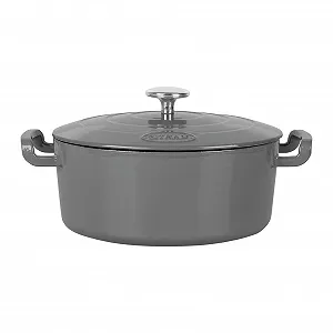 Кастрюля-кассероль Sitram Sitrabella 26 см 4 л Чугунная эмалированная Овальная Серая/Белая synthetic.ua - Фото 1