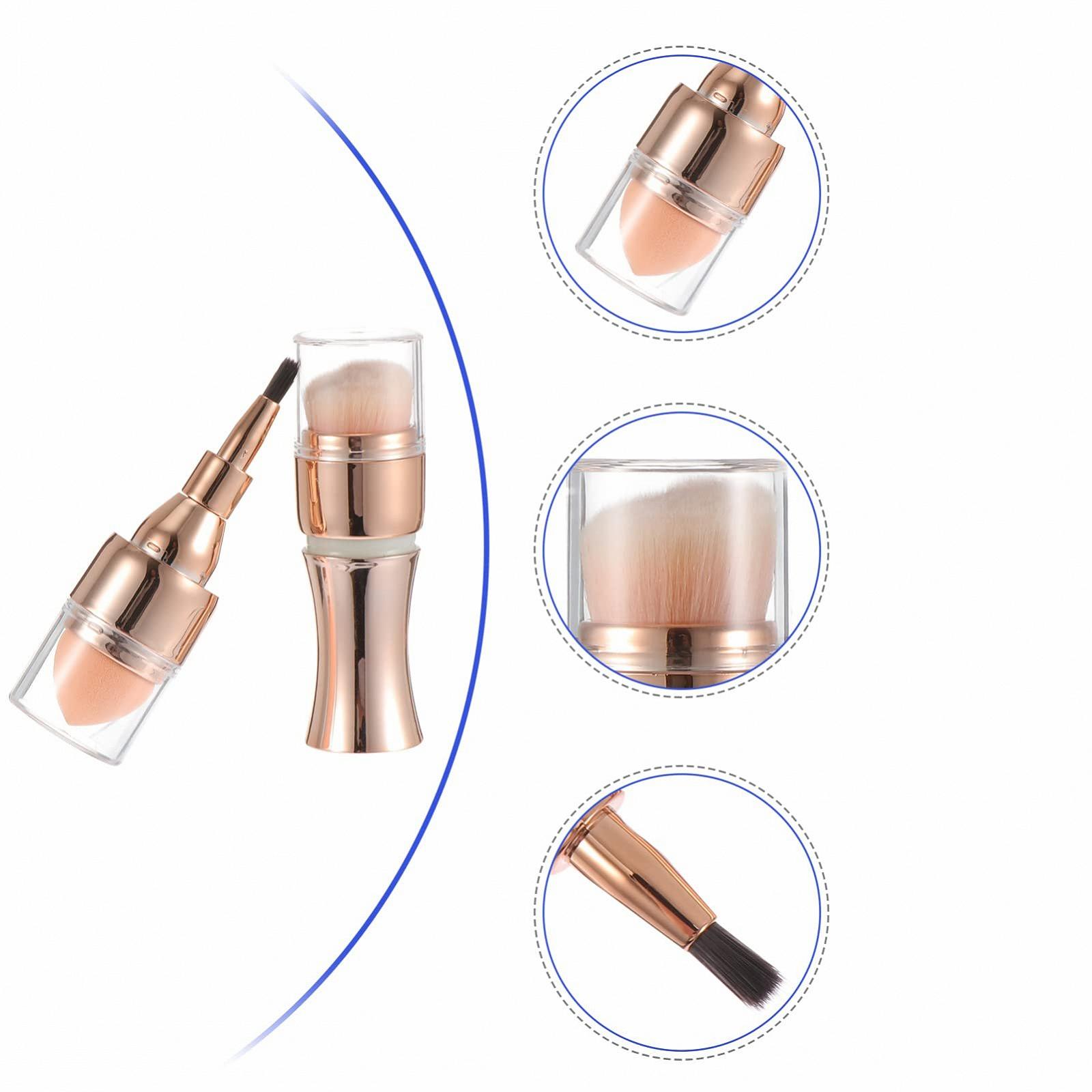 Кисть для макіяжу Beaupretty 4-в-1 Багатофункціональна Подвійна Головка Для основи Рум'ян Бронзера для крему із синтетичного волокна, фото №6