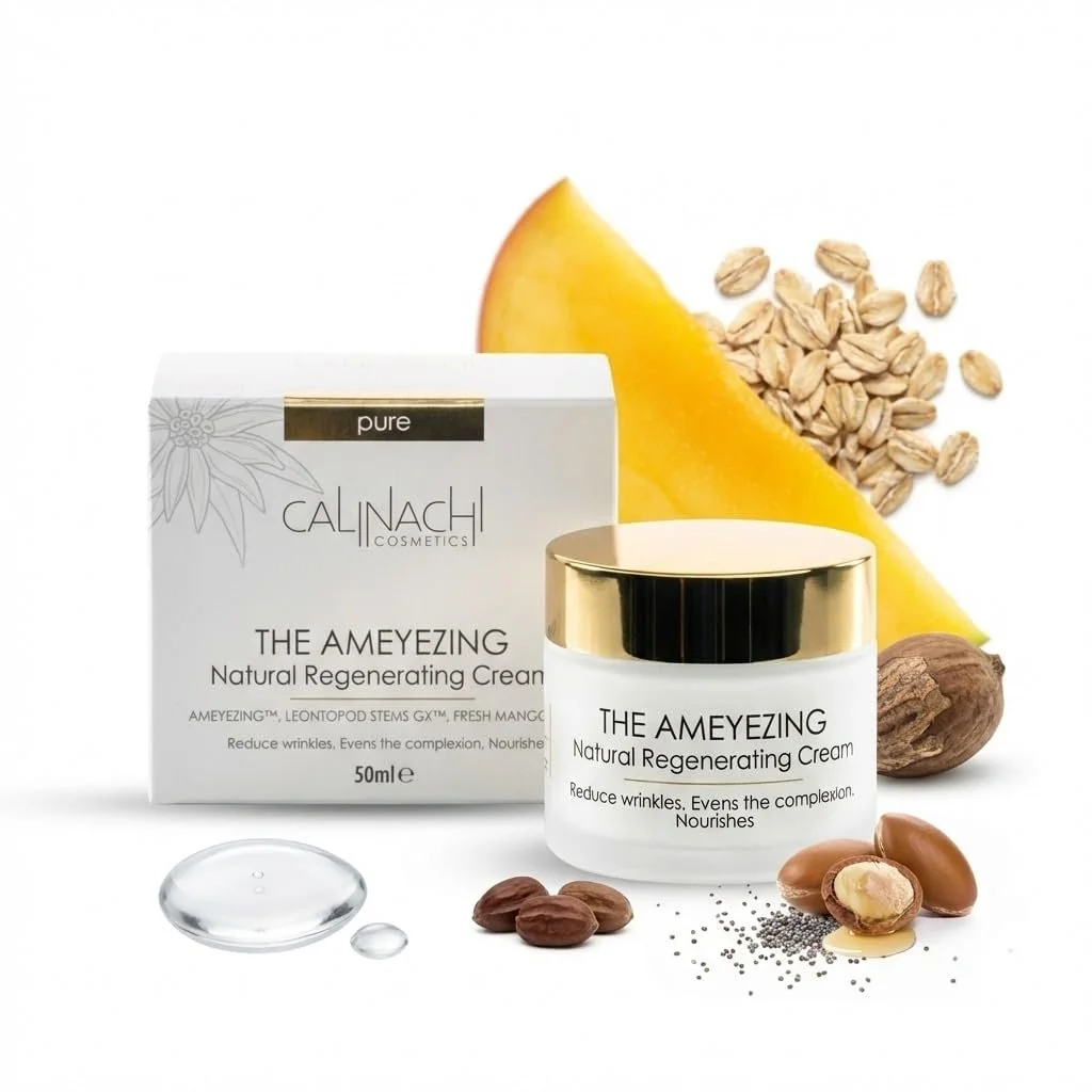 Крем для обличчя CALINACHI Regenerating Anti-Ageing 50 мл AMEYEZING, LEONTOPOD STEMS GX, AQUAXYL Зволоження та рівний колір обличчя Для чутливої шкіри Без ароматизаторів, фото №1
