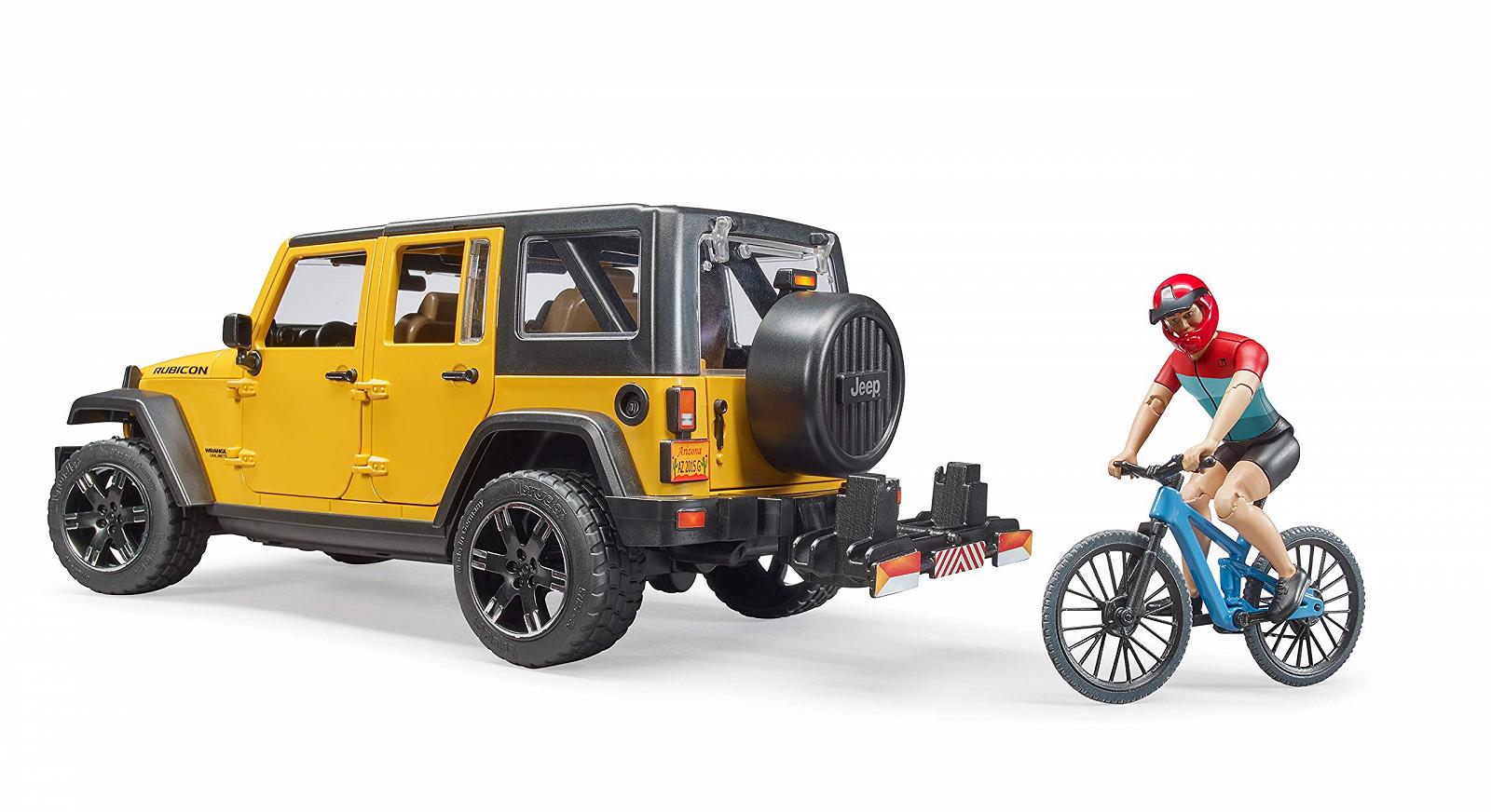 Внедорожник Bruder Jeep Wrangler Rubicon Unlimited с горным велосипедом и велосипедистом 1:16, фото №3 Внедорожник Bruder Jeep Wrangler Rubicon Unlimited с горным велосипедом и велосипедистом 1:16, фото №3