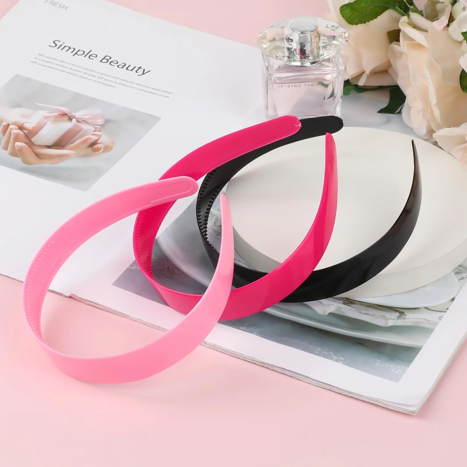 Обруч для волосся Пластиковий з зубцями 2,5 см Рожевий, Червоний, Чорний, Набір 3 шт, фото №7