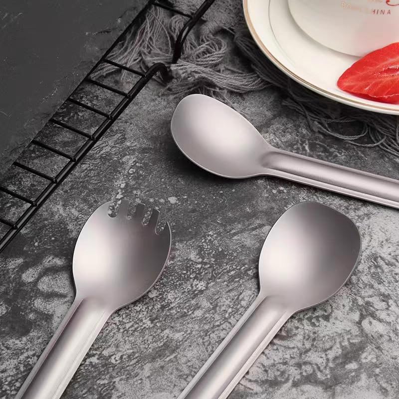 Комплект RISON-Titanium з 2-х титанових туристичних столових приборів, ложка-виделка 2 в 1, фото №4
