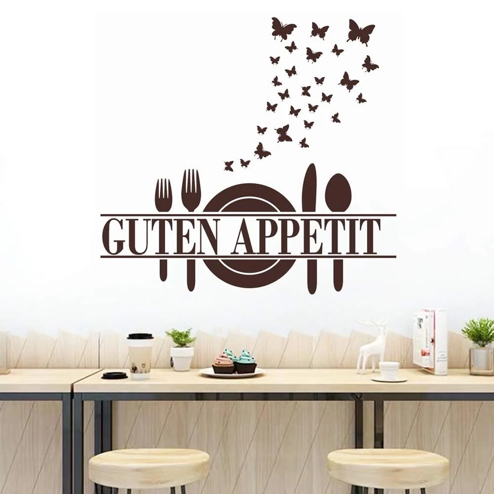 Настінна наклейка WandSticker4U Kitchen Sayings Good Appetit + 27 метеликів Коричнева 57 x 54 см, фото №5