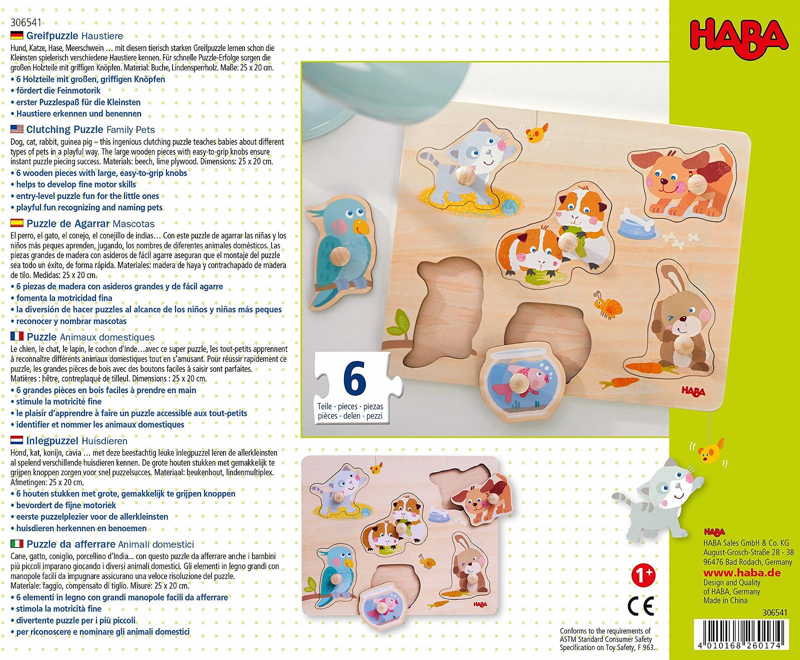 Пазл-вкладыш HABA Pets 306541 6 элементов, фото №2 Пазл-вкладыш HABA Pets 306541 6 элементов, фото №2