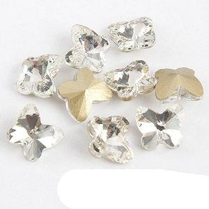 Стразы для ногтей Reize, 30 шт 9 x 10 мм, бабочка, стекло, кристалл, 3D, цвет: Crystal, размер: 30 шт - Фото 1