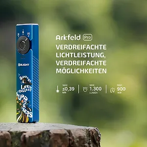 Ліхтар Olight Arkfeld Pro EDC Акумуляторний Зелене світло, УФ світло та біле світло 1300 люмен synthetic.ua - Фото 1
