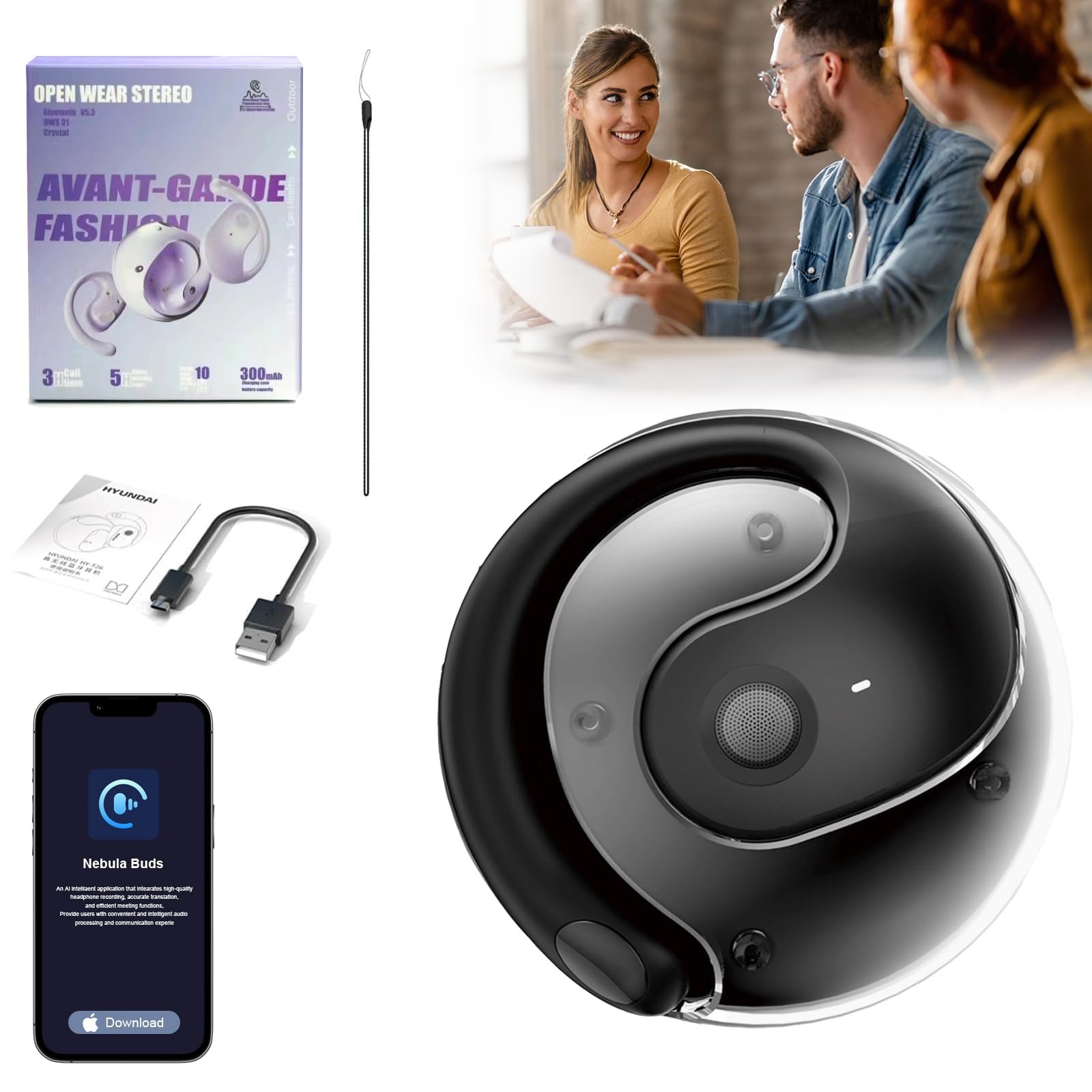 Наушники-переводчики Hy-T26 Pro, голосовой, беспроводные, фото №1