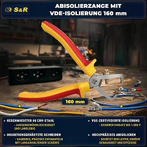 Клещи для снятия изоляции S&R VDE 160 мм 1000V synthetic.ua - Фото 1