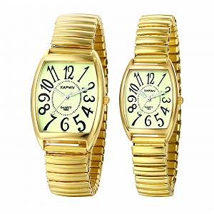 Наручные часы Парные часы JewelryWe Кварцевые Классические Прямоугольный Эластичный Браслет Сплав Золотой/Серебряный - Фото 1