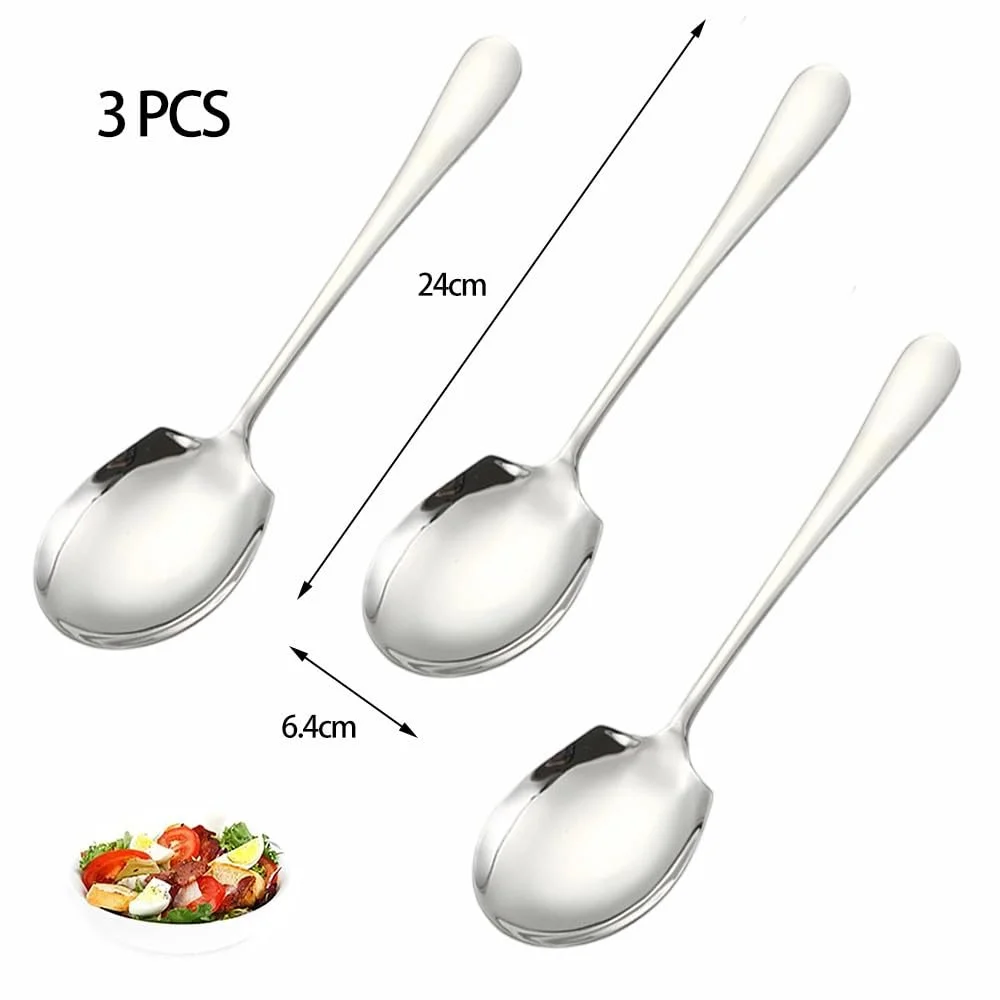 Ложка для сервірування 3 шт. з полірованої нержавіючої сталі велика 24 x 6.4 см, фото №7