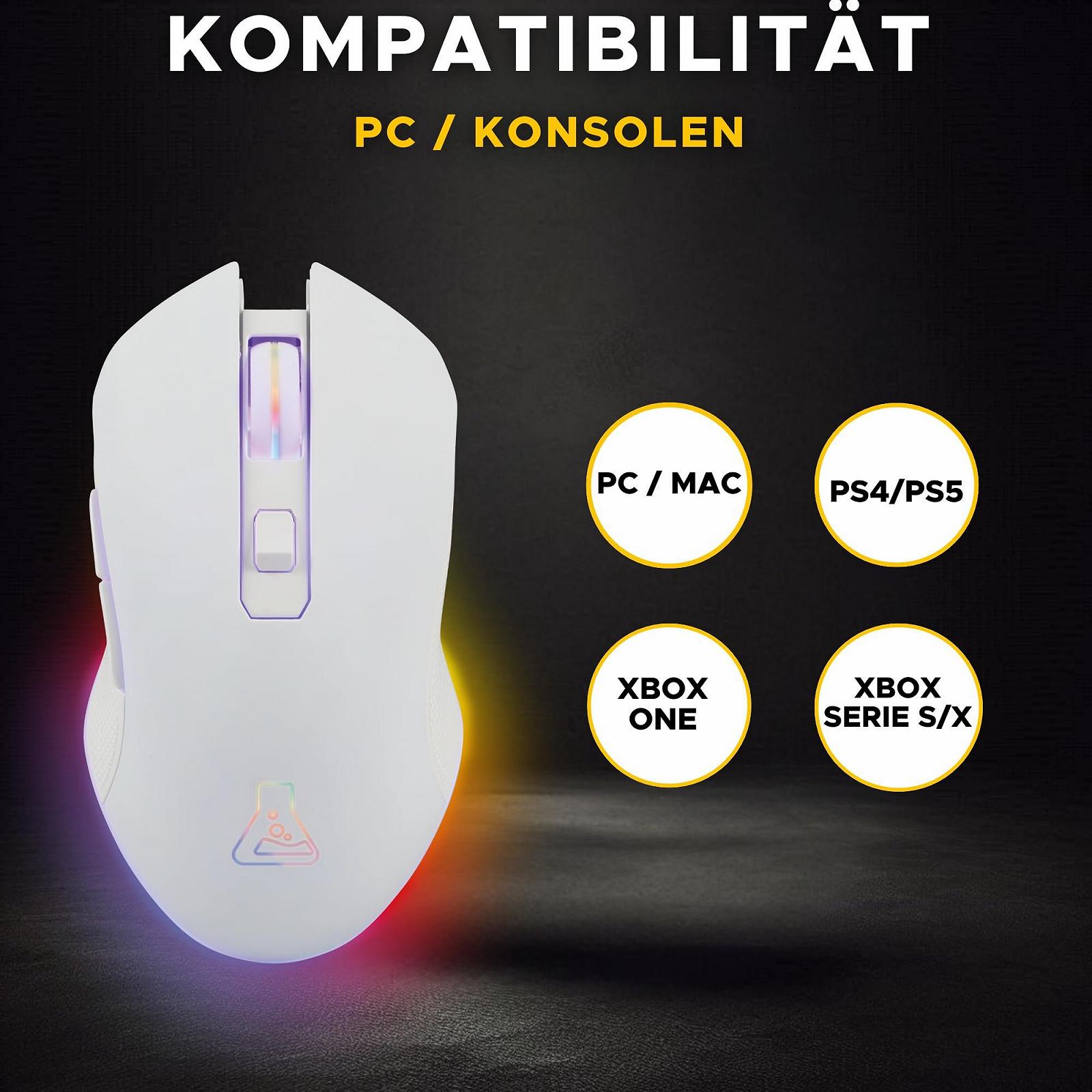 Беспроводная игровая мышь THE G-LAB Kult Helium 3200 DPI с ретро подсветкой 7 цветов - Белый, фото №6