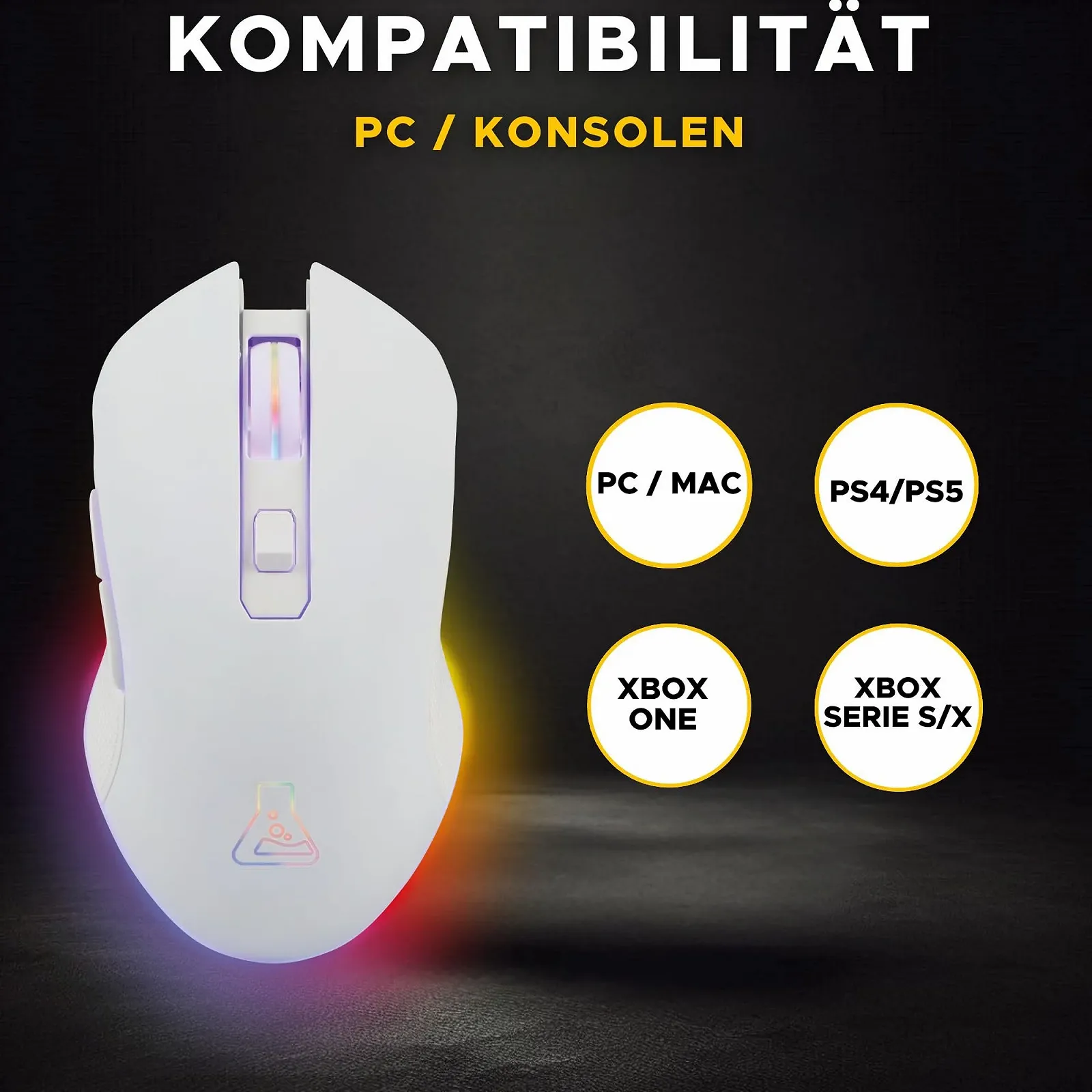 Беспроводная игровая мышь THE G-LAB Kult Helium 3200 DPI с ретро подсветкой 7 цветов - Белый, фото №6