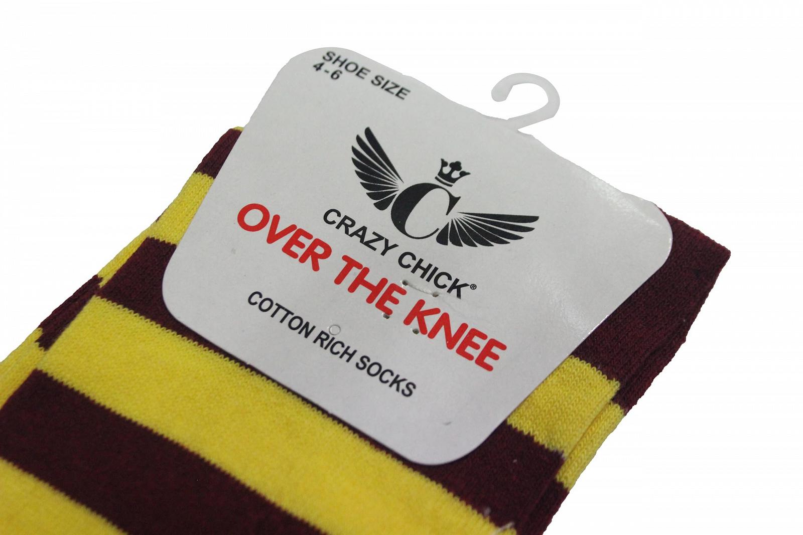 Длинные носки Crazy Chick для девушек, полосатые выше колена, разные цвета, размер 4-6, фото №5