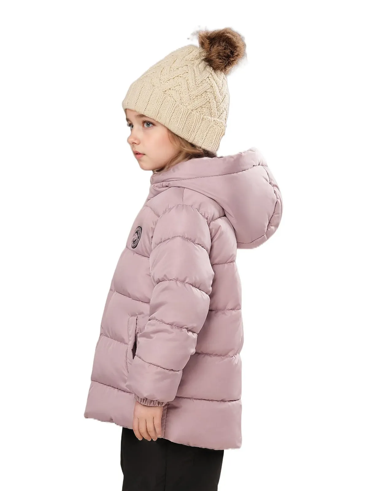 Зимова куртка з капюшоном Sunny Sprout для малюків, утеплена пухова куртка для дівчаток з вітрозахисними рукавами, фото №2