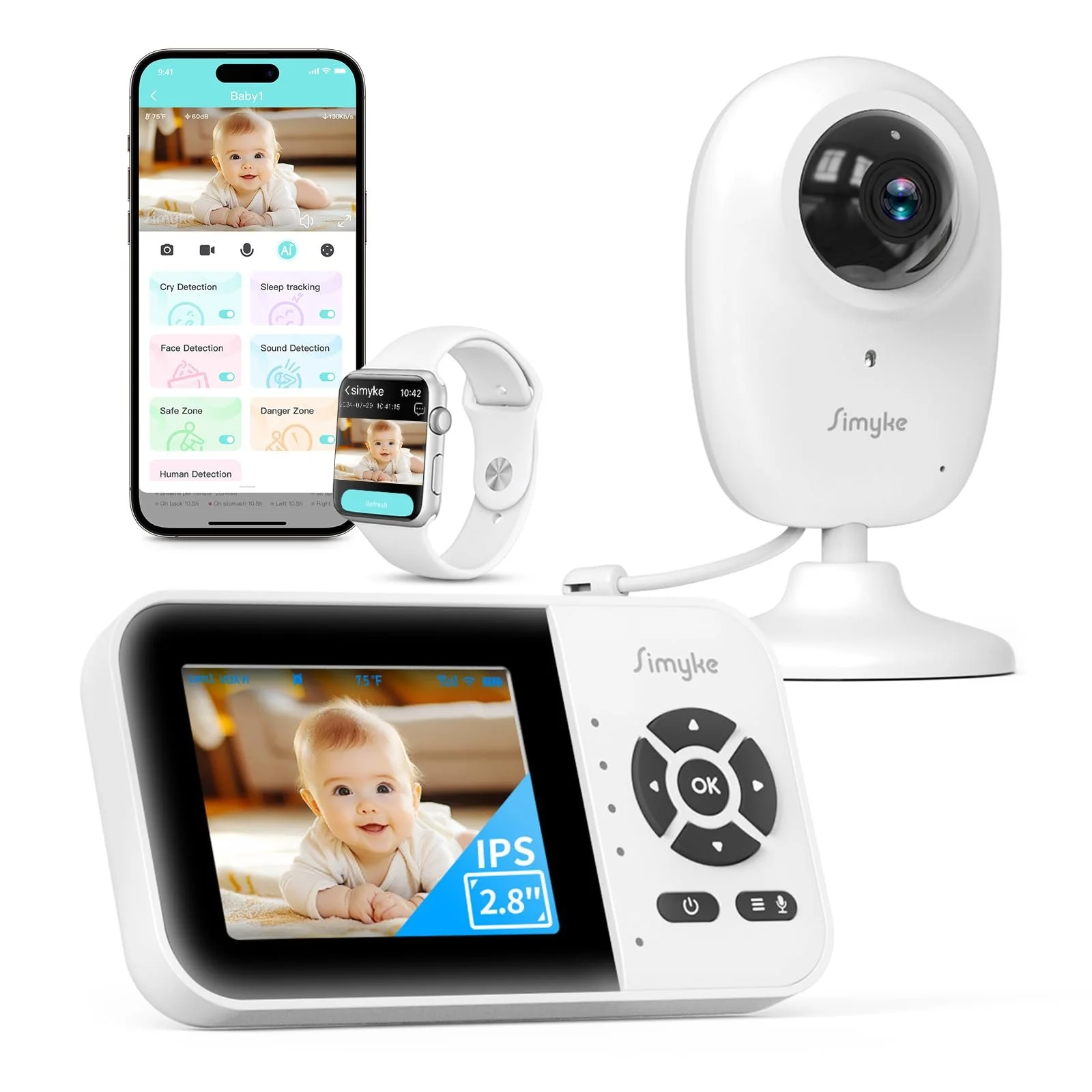 Смарт-відеоняня 2.8" Дисплей 1080P WiFi Нічне бачення Дальність 450 м, фото №1