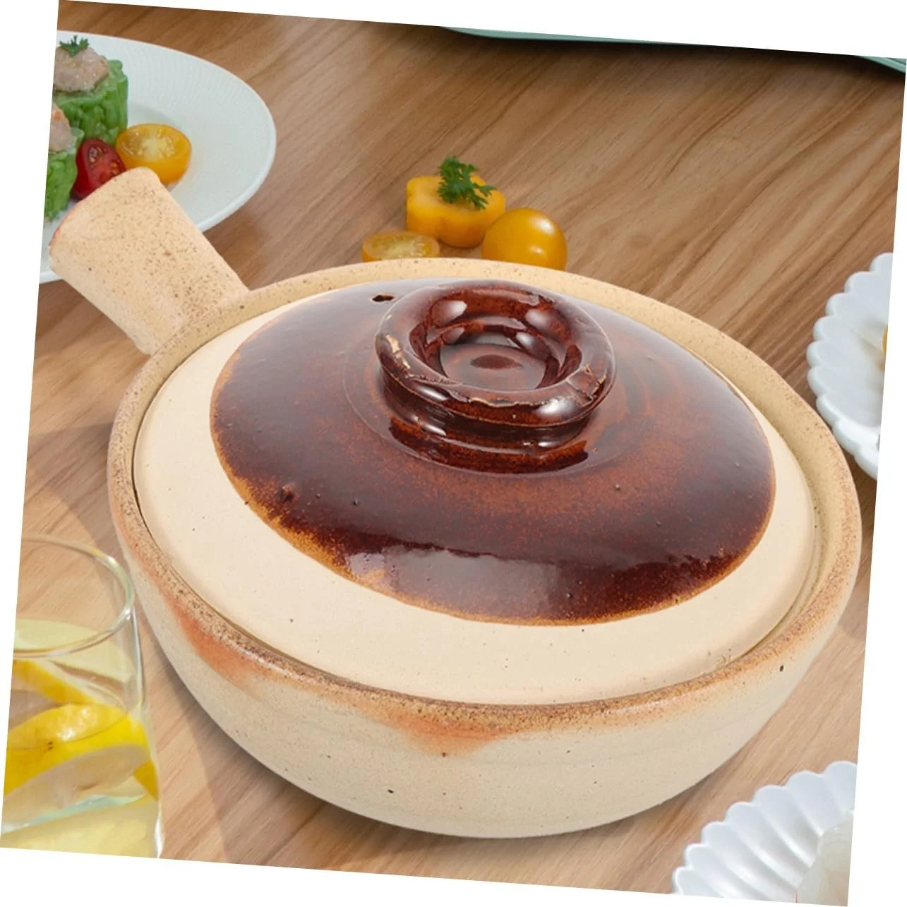 Кастрюля керамическая GALPADA с ручкой термостойкая для тушения и супов, фото №8