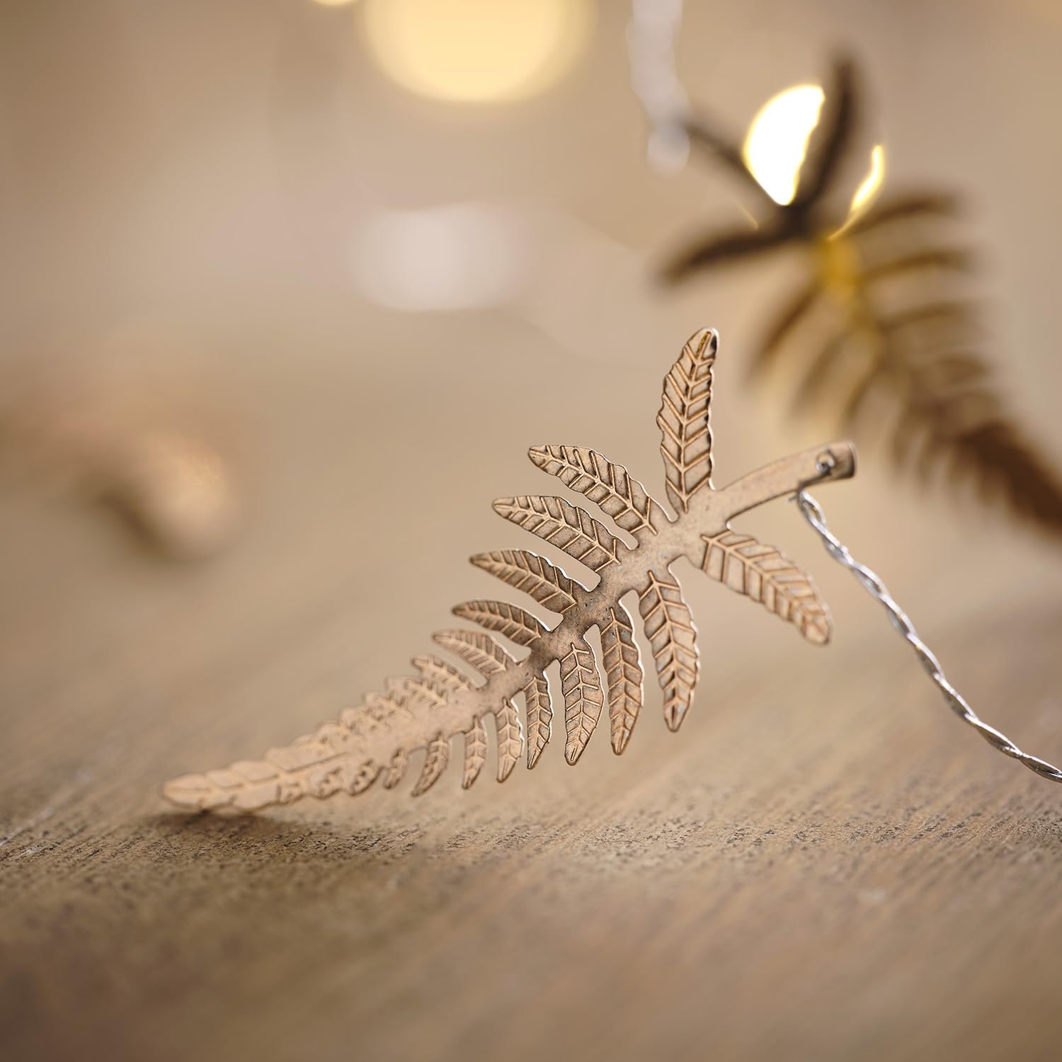 Гірлянда Lights4fun Micro LED Fairy Lights, теплий білий, золоте листя, живлення від батарейок, з таймером, фото №5
