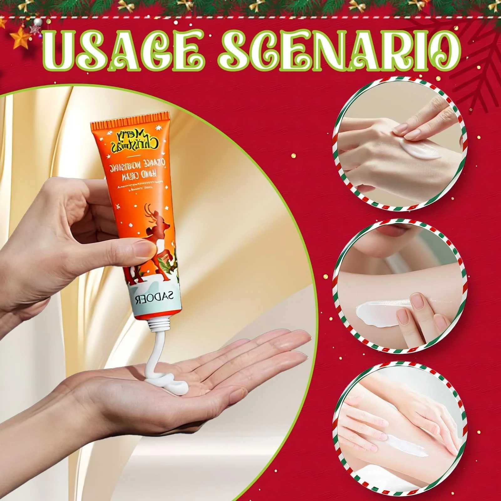 Набір Крем для рук Ароматична свічка Подарунковий набір 4 штуки Ароматичні свічки Різдво + 5 шт, фото №5