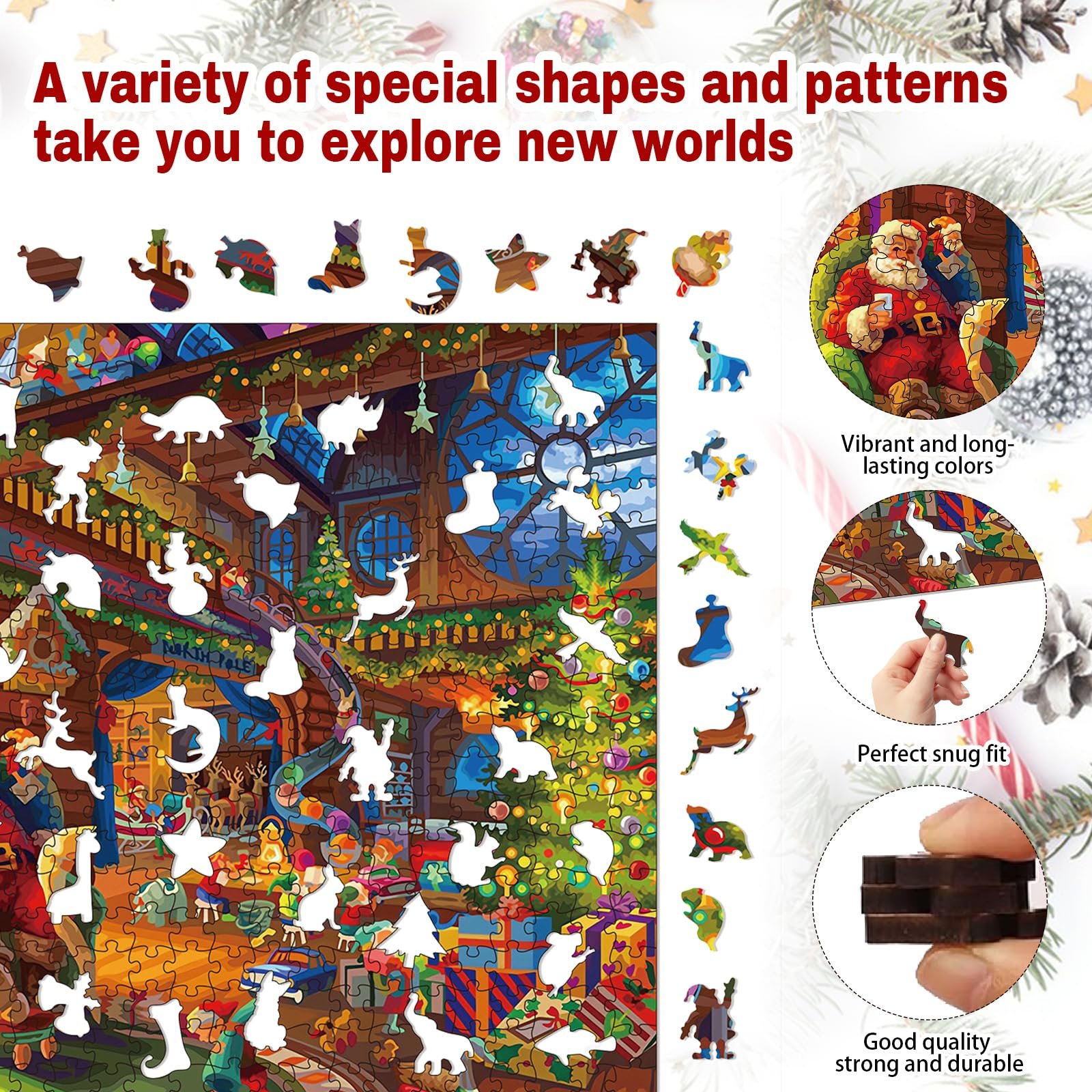 Деревянный пазл Christmas 500 элементов Уникальная форма животных (30 x 40 см), фото №2